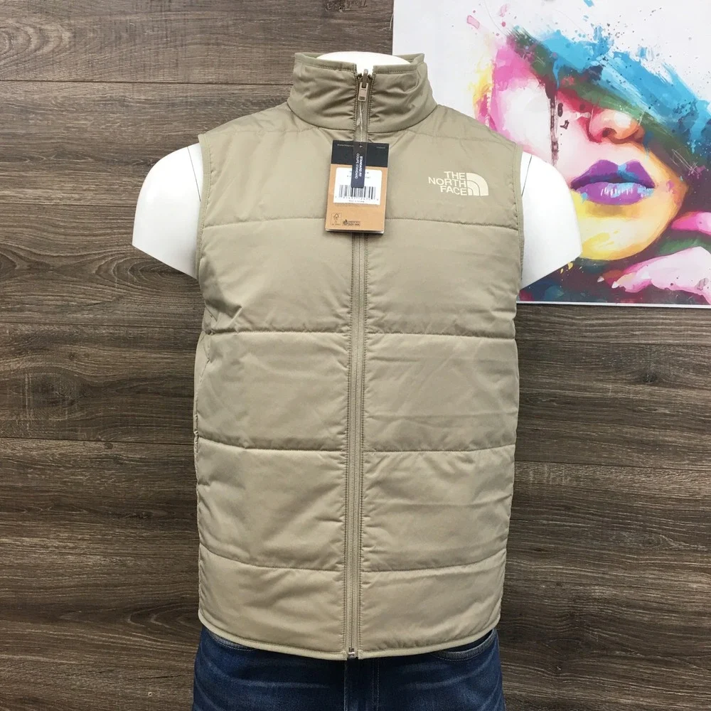The North Face Mens Standard Insulated Reversible Vest Flax‎ Beige Tan Size M